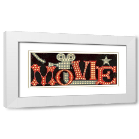 Movie Lights II White Modern Wood Framed Art Print with Double Matting by Pela Studio