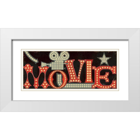 Movie Lights II White Modern Wood Framed Art Print with Double Matting by Pela Studio