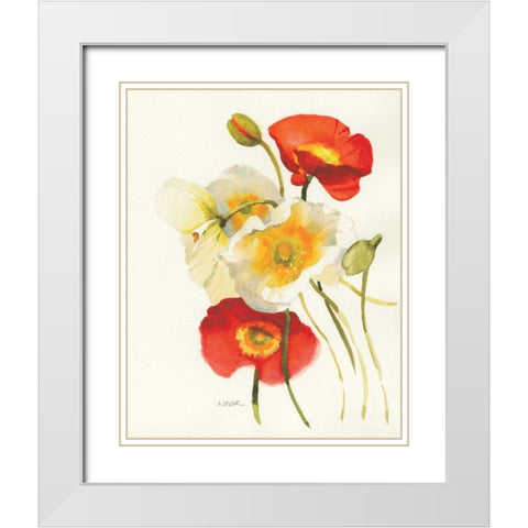 Red and White Icelands II White Modern Wood Framed Art Print with Double Matting by Novak, Shirley