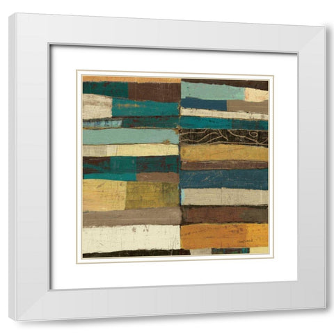 Eileen V Blue White Modern Wood Framed Art Print with Double Matting by Warrick, Cheryl