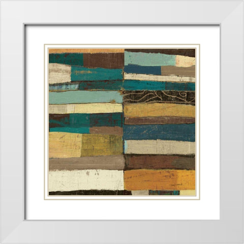 Eileen V Blue White Modern Wood Framed Art Print with Double Matting by Warrick, Cheryl