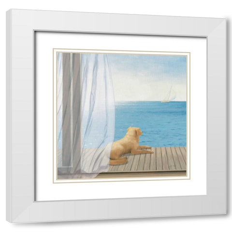 Blue Breeze II White Modern Wood Framed Art Print with Double Matting by Wiens, James