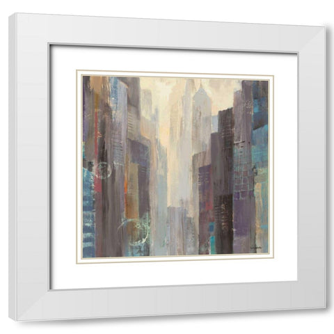 City at Dawn White Modern Wood Framed Art Print with Double Matting by Hristova, Albena