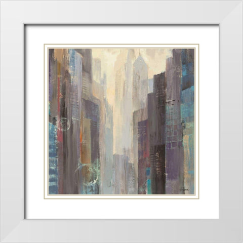 City at Dawn White Modern Wood Framed Art Print with Double Matting by Hristova, Albena