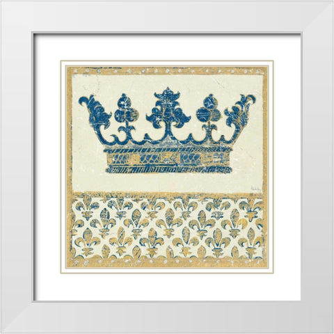Regal Crown Indigo and Cream White Modern Wood Framed Art Print with Double Matting by Meloushka Designs