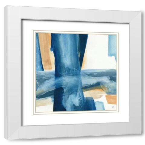 Indigo V White Modern Wood Framed Art Print with Double Matting by Paschke, Chris