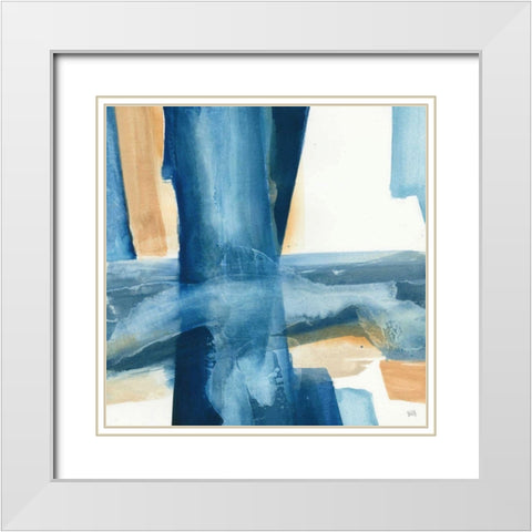 Indigo V White Modern Wood Framed Art Print with Double Matting by Paschke, Chris