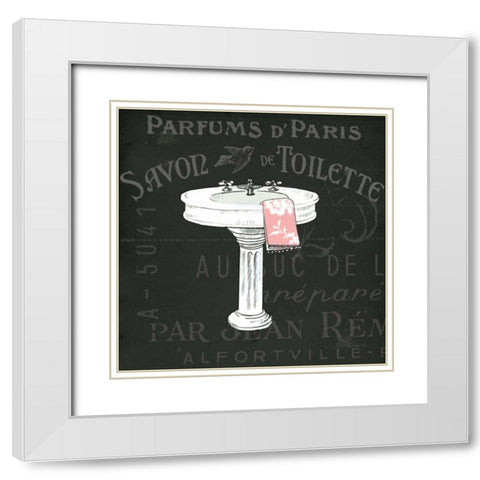 Chalkboard Bath I White Modern Wood Framed Art Print with Double Matting by Schlabach, Sue