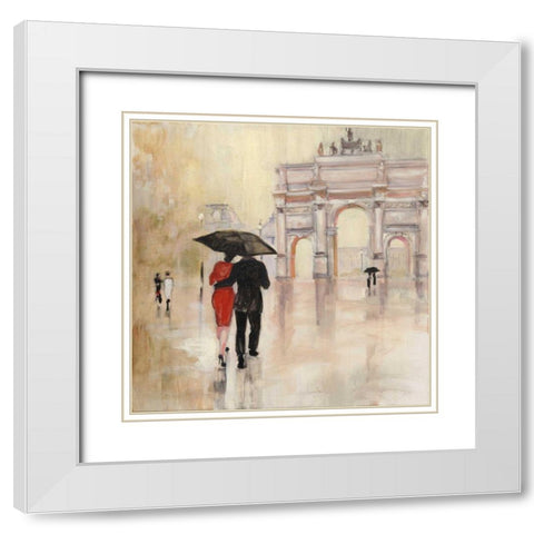 Romantic Paris II White Modern Wood Framed Art Print with Double Matting by Purinton, Julia