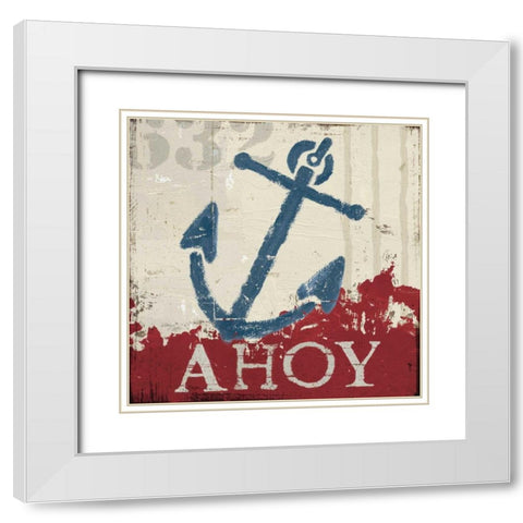 Nautical IV Red White Modern Wood Framed Art Print with Double Matting by Wellington Studio