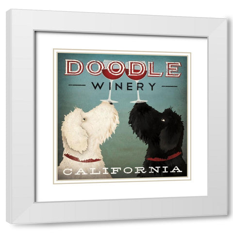 Doodle Wine White Modern Wood Framed Art Print with Double Matting by Fowler, Ryan