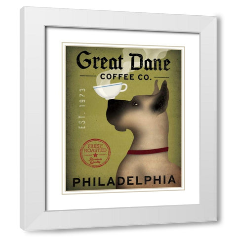 Great Dane Coffee Philadelphia White Modern Wood Framed Art Print with Double Matting by Fowler, Ryan