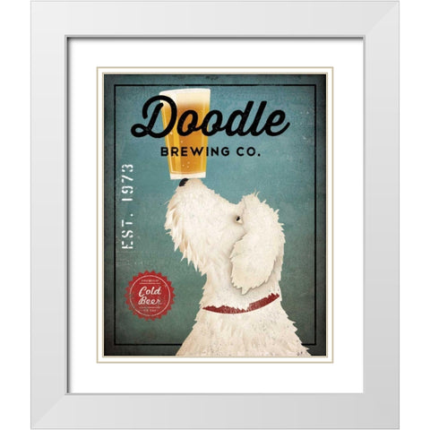 Doodle Beer White Modern Wood Framed Art Print with Double Matting by Fowler, Ryan
