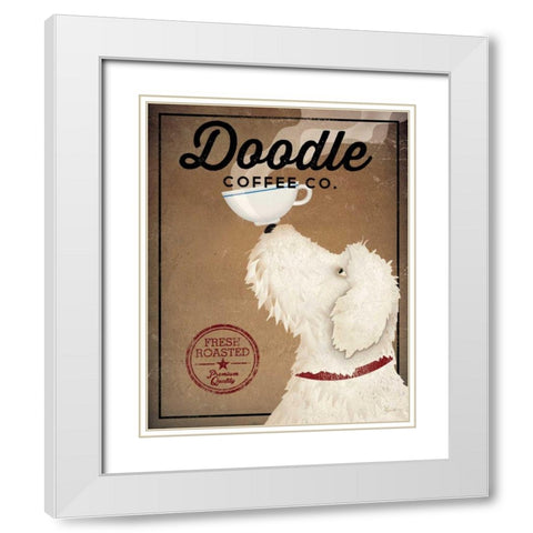Doodle Coffee White Modern Wood Framed Art Print with Double Matting by Fowler, Ryan