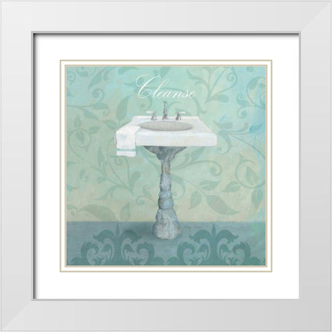 Damask Bath Sink White Modern Wood Framed Art Print with Double Matting by Tillmon, Avery