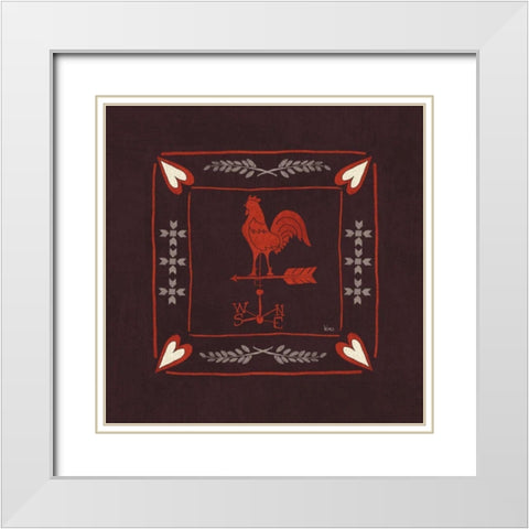 Little Red Farm Tile IV White Modern Wood Framed Art Print with Double Matting by Charron, Veronique
