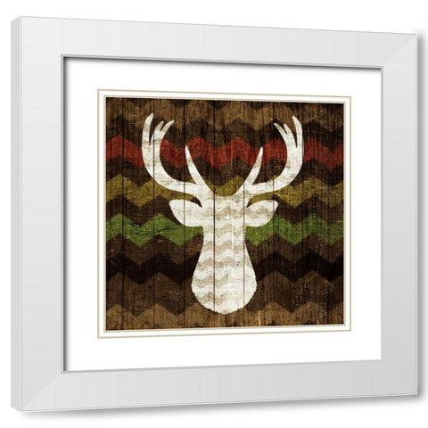 Southwest Lodge - Deer II White Modern Wood Framed Art Print with Double Matting by Mullan, Michael