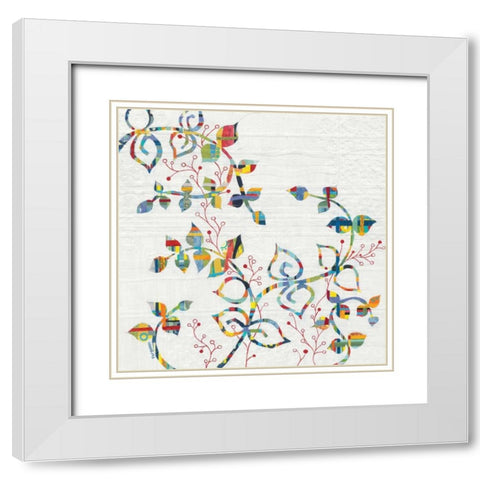 Rainbow Vines with Berries White Modern Wood Framed Art Print with Double Matting by Ferguson, Kathy
