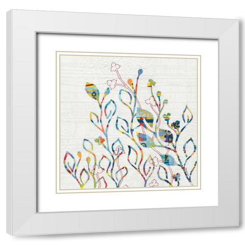 Rainbow Vines with Flowers White Modern Wood Framed Art Print with Double Matting by Ferguson, Kathy