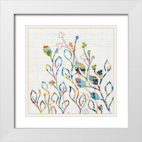 Rainbow Vines with Flowers White Modern Wood Framed Art Print with Double Matting by Ferguson, Kathy