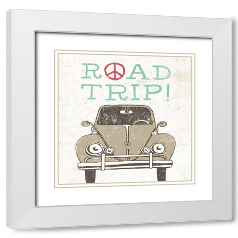 Road Trip Beetle White Modern Wood Framed Art Print with Double Matting by Towne, Oliver