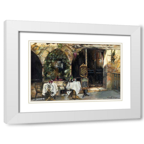 Meeting at the Cafe White Modern Wood Framed Art Print with Double Matting by Hageman, Marilyn