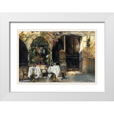 Meeting at the Cafe White Modern Wood Framed Art Print with Double Matting by Hageman, Marilyn