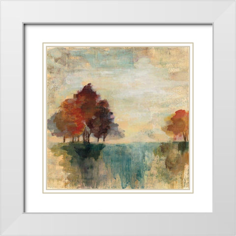 Landscape Monotype II White Modern Wood Framed Art Print with Double Matting by Vassileva, Silvia