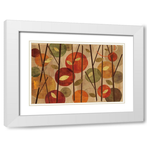 Modern Forest Circles Spice White Modern Wood Framed Art Print with Double Matting by Charron, Veronique