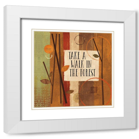 Modern Forest Quotes I White Modern Wood Framed Art Print with Double Matting by Charron, Veronique