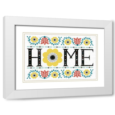 Folk Lodge Home V2 Teal White Modern Wood Framed Art Print with Double Matting by Mullan, Michael