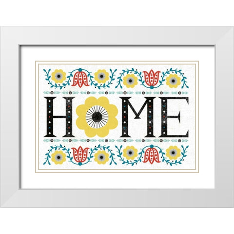 Folk Lodge Home V2 Teal White Modern Wood Framed Art Print with Double Matting by Mullan, Michael