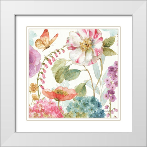 Rainbow Seeds Flowers II White Modern Wood Framed Art Print with Double Matting by Audit, Lisa