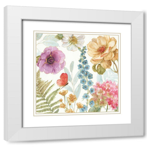 Rainbow Seeds Flowers III White Modern Wood Framed Art Print with Double Matting by Audit, Lisa