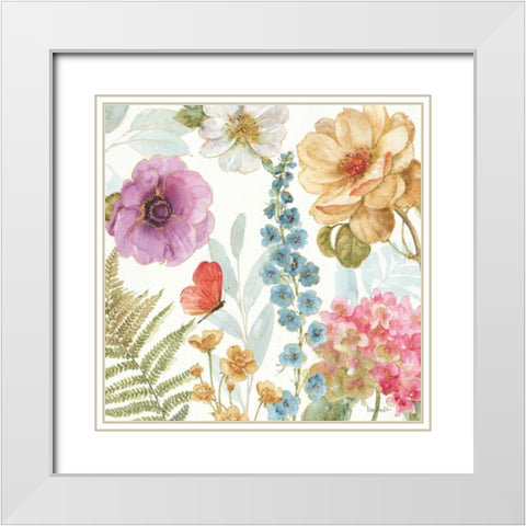 Rainbow Seeds Flowers III White Modern Wood Framed Art Print with Double Matting by Audit, Lisa