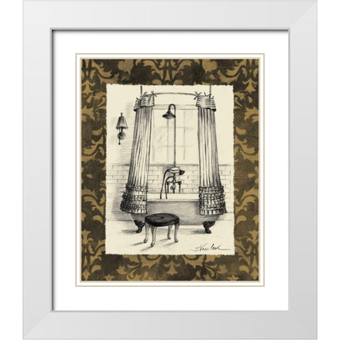 Elegant Bath I White Modern Wood Framed Art Print with Double Matting by Vassileva, Silvia