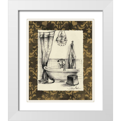 Elegant Bath II White Modern Wood Framed Art Print with Double Matting by Vassileva, Silvia