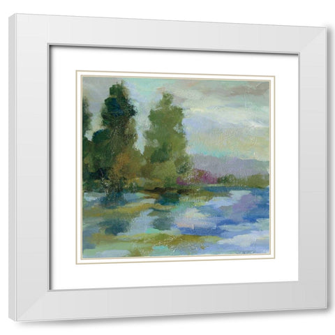 Sunrise at the Lake I White Modern Wood Framed Art Print with Double Matting by Vassileva, Silvia