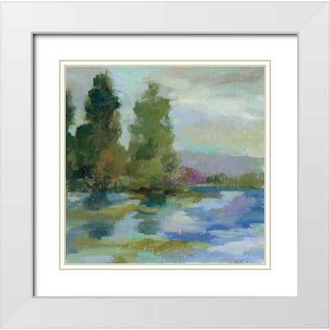Sunrise at the Lake I White Modern Wood Framed Art Print with Double Matting by Vassileva, Silvia