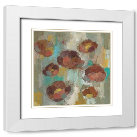 Marsala Blooms II White Modern Wood Framed Art Print with Double Matting by Vassileva, Silvia