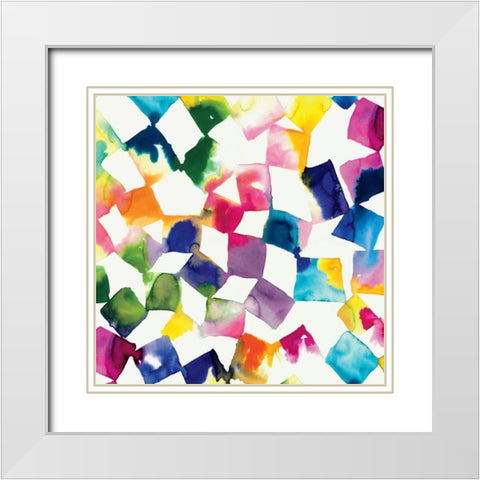 Colorful Cubes White Modern Wood Framed Art Print with Double Matting by Wild Apple Portfolio
