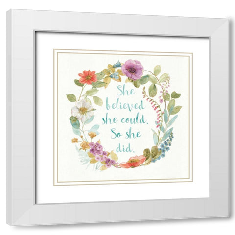 Rainbow Seeds Wreath I White Modern Wood Framed Art Print with Double Matting by Audit, Lisa