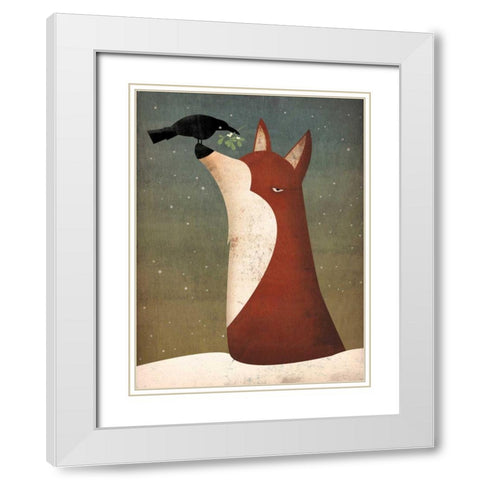 Fox and Mistletoe White Modern Wood Framed Art Print with Double Matting by Fowler, Ryan