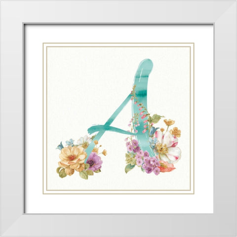 Rainbow Seeds Monogram A White Modern Wood Framed Art Print with Double Matting by Audit, Lisa