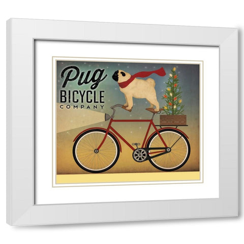 Pug on a Bike White Modern Wood Framed Art Print with Double Matting by Fowler, Ryan