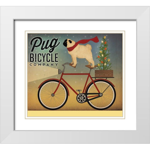 Pug on a Bike White Modern Wood Framed Art Print with Double Matting by Fowler, Ryan