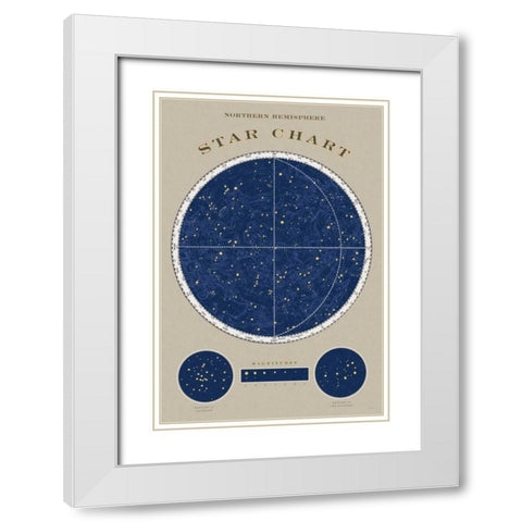 Northern Star Chart White Modern Wood Framed Art Print with Double Matting by Schlabach, Sue