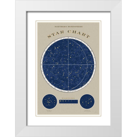 Northern Star Chart White Modern Wood Framed Art Print with Double Matting by Schlabach, Sue