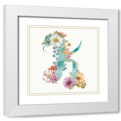 Rainbow Seeds Monogram K White Modern Wood Framed Art Print with Double Matting by Audit, Lisa