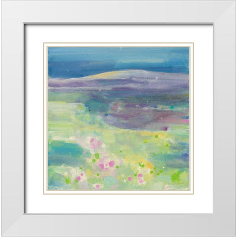 Lavender Fields White Modern Wood Framed Art Print with Double Matting by Hristova, Albena